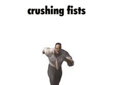 a video game scene with the words crushing fists written on the bottom