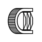 a black and white drawing of a horseshoe with a geometric design .