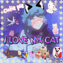 a picture of a cat with the words i love my cat