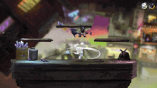 a screenshot of a video game shows a character fighting another character with a sword