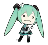 a cartoon of hatsune miku with headphones on her head is angry .