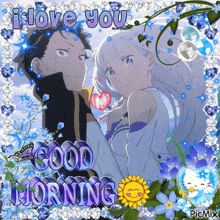 a picture of a boy and a girl with the words i love you good morning on it