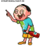 a cartoon of a boy holding a book with the website starttamilchat.in below him