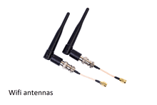two wifi antennas on a white background with the words wifi antennas above them