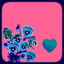 a pink background with blue and green flowers and the word allah on it