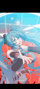 a drawing of hatsune miku with headphones on