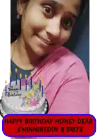 a picture of a woman with a birthday cake that says happy birthday