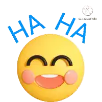 a yellow smiley face with the words ha ha written on it