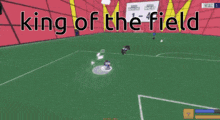 a soccer game with the words king of the field