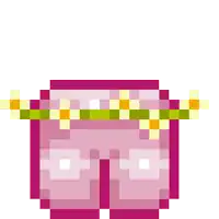 a pixel art illustration of a pair of pink shorts with yellow flowers on them