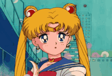 a close up of a sailor moon cartoon character