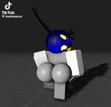 a tiktok video of a cartoon character with a blue ball on its head