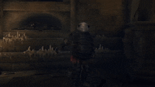 a person in a video game with a skull on their head
