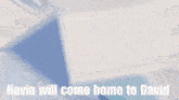 navia will come home to david is written in white letters on a blue background .