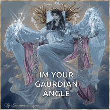 a picture of an angel with the words " im your gaurdian angle " below it