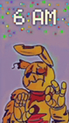 a cartoon of a yellow bunny with sunglasses and a red scarf giving a thumbs up .