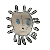 a child 's drawing of a sun with a face and a smiley face