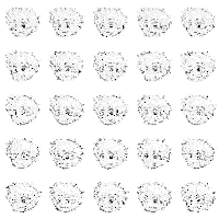 a seamless pattern of black and white cartoon faces