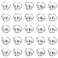 a seamless pattern of black and white cartoon faces