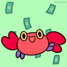 Raining Money Crabby Crab GIF - Raining Money Crabby Crab Pikaole GIFs