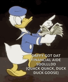 money donald duck cash financial aide
