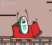 a cartoon illustration of a roller coaster with the letter h on it