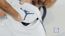 Embroidered Jumpman - Jordan Vii French Blue (2015 Retro) GIF - Sole Collector Air Jordan7 French Blue GIFs