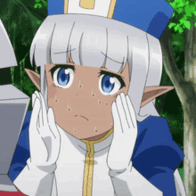 darkelfcarla kono healer mendokusai sweating nervous anime girl