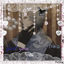 a picture of a man with a butterfly and the words fart you on it