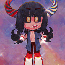a cartoon character with horns and a choker on