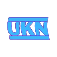 a blue and purple logo that says ukn on a white background