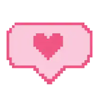 a pixel art speech bubble with a pink heart in it