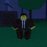 a man in a suit and tie is holding a tree