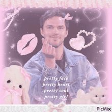 a picture of a man with pretty face pretty heart pretty soul pretty girl written on it