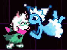 a pixel art of a sheep and a dragon