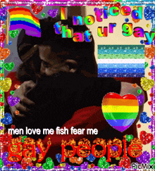 a picture of a man hugging another man that says i noticed that ur gay