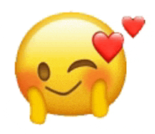 a yellow smiley face with a red heart in its eyes .