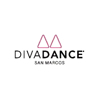 a logo for diva dance san marcos with pink triangles