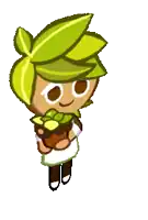a cookie from a video game is holding a potted plant in his hand .