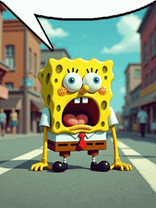 a cartoon character with a speech bubble behind him