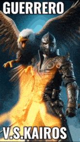 a poster for guerrero v.s. kairos with a bald eagle behind him