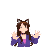 a cartoon girl with cat ears on her head