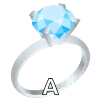 a ring with a blue stone and the letter a below it