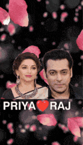 a picture of a man and a woman with the words priya raj