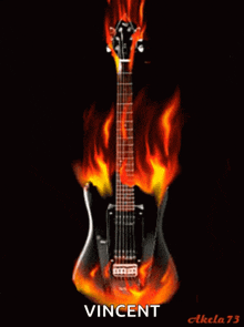 Black Guitar With Fire GIF