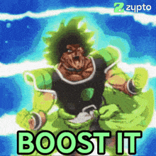 a picture of a cartoon character with the words " boost it " on it