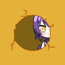 a girl with purple hair and a flower in her hair