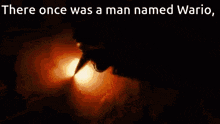 there once was a man named wario with a picture of a fireball in the background