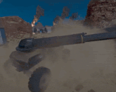 a video game scene with a helicopter flying through the air and explosions