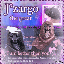 a poster that says j'zargo the great